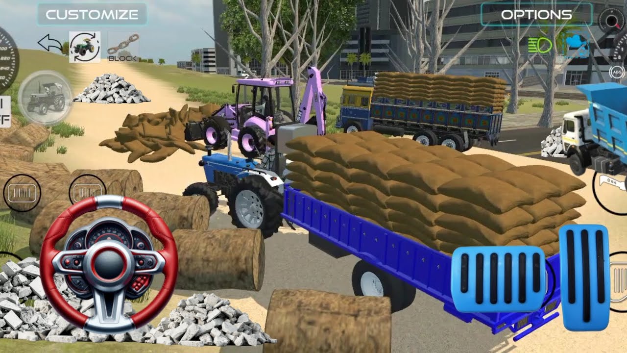 😍Drive JCB And Unloading Stone From Truck In Game🏗💥#dumper #tractor #jcb #truck #gameplay