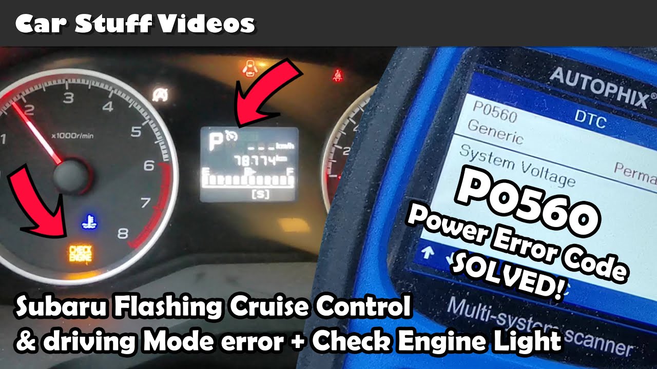 Subaru P0560 Error Code Power Electrical Problem (flashing cruise control/drive mode +) CEL SOLVED!!
