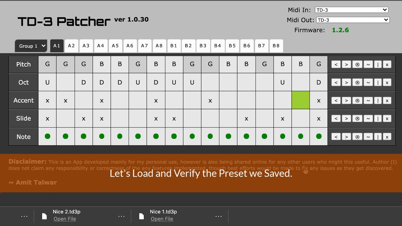 Amit's Behringer TD 3 Patcher App Demo