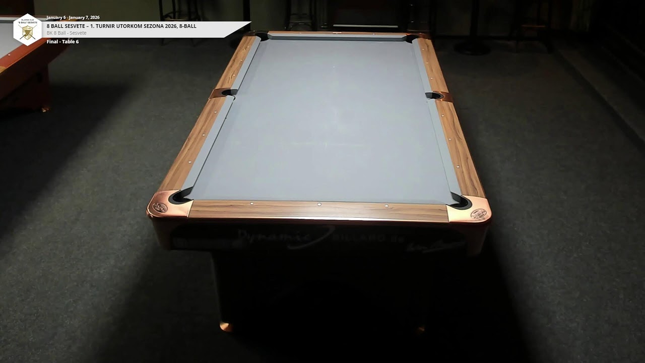 8 BALL SESVETE &ndash; 1. TURNIR UTORKOM sezona 2026, 8-BALL(stol 6)