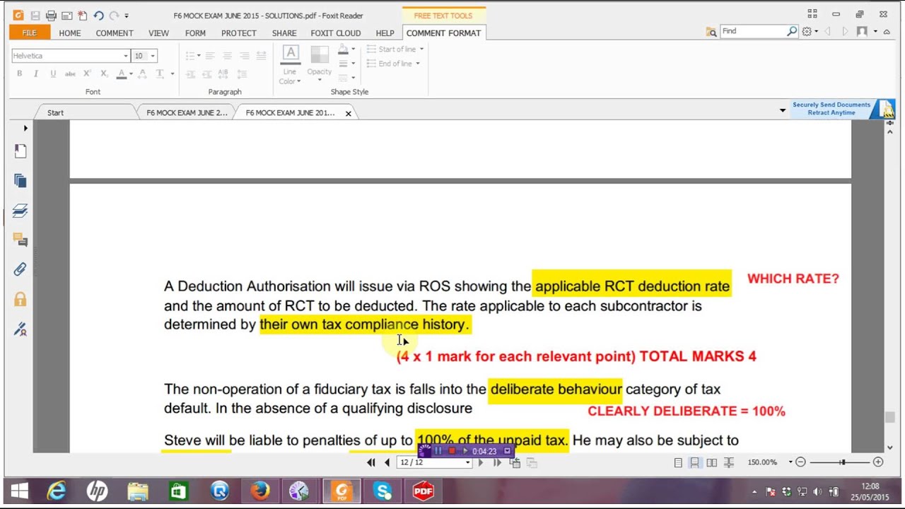 F6 TAXATION MOCK EXAM Q6 RCT AND ADMIN