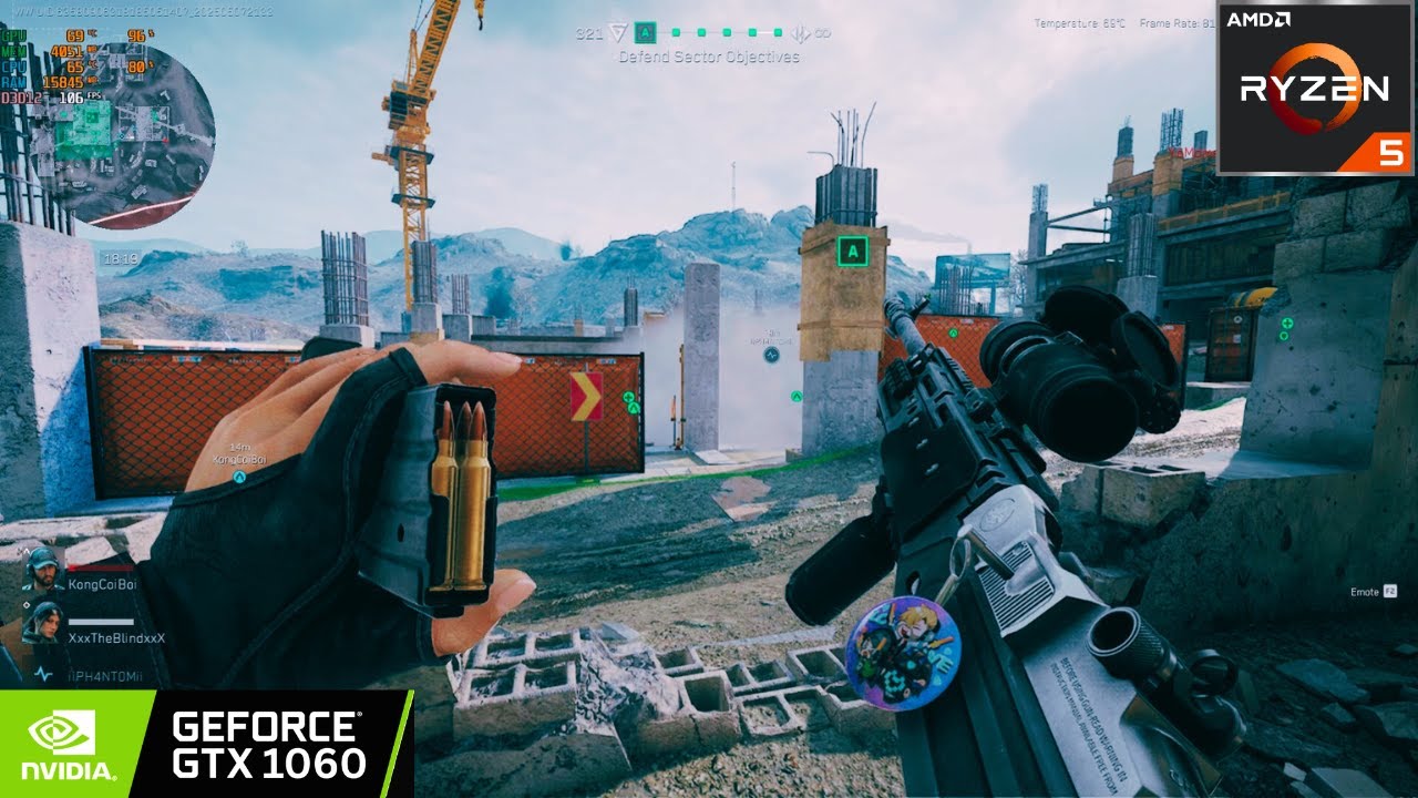 Delta Force  | GTX 1060 6GB  | Ryzen 5 3500x |  1080p High settings