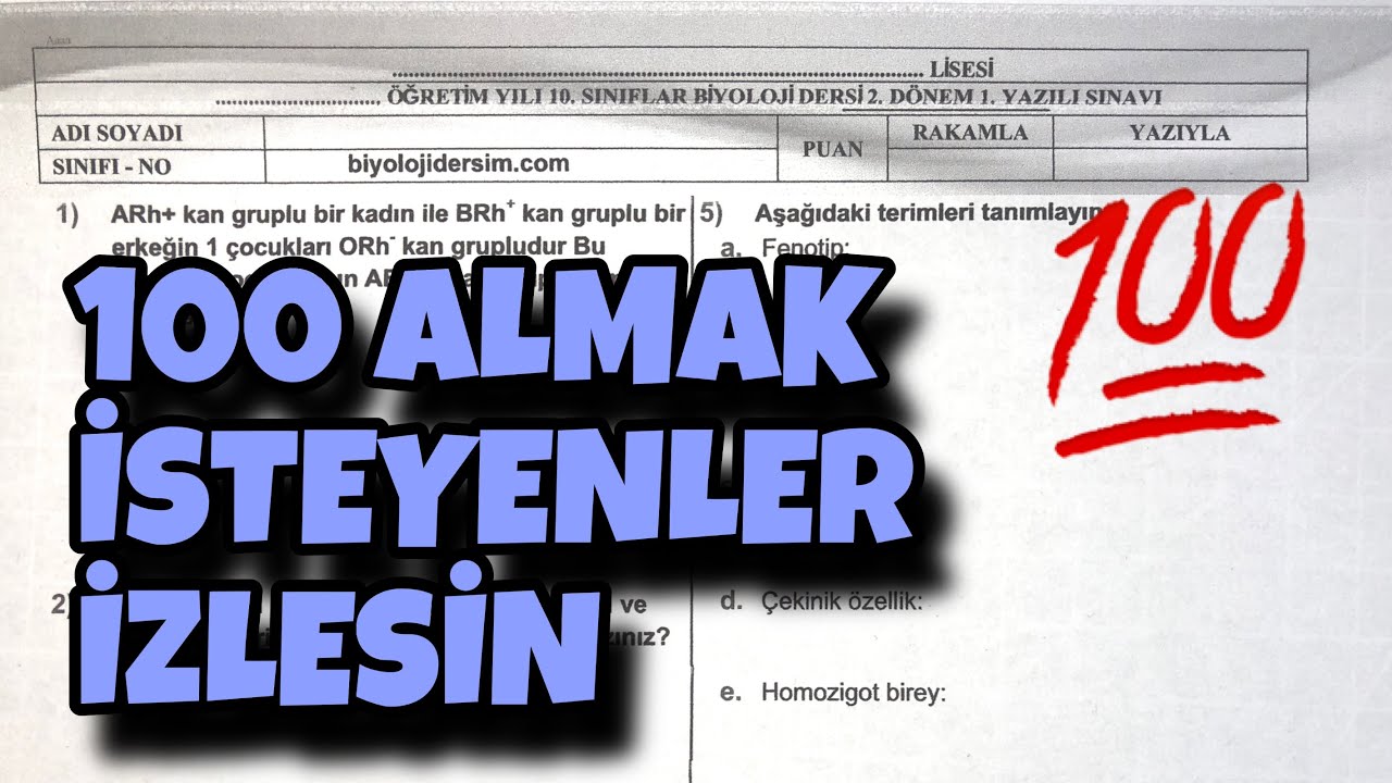 10.Sınıf Biyoloji 2.Dönem 1.Yazılı