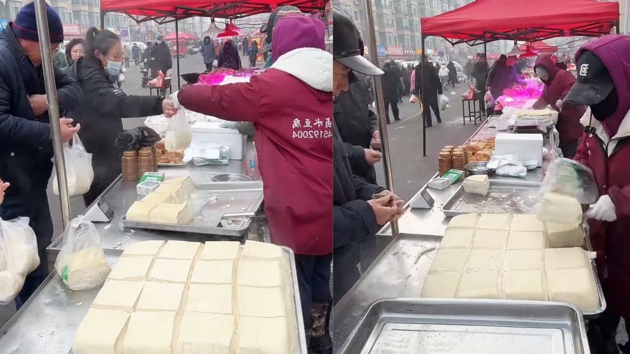 The stall sells tofu, which is freshly made and sold on December 1st.