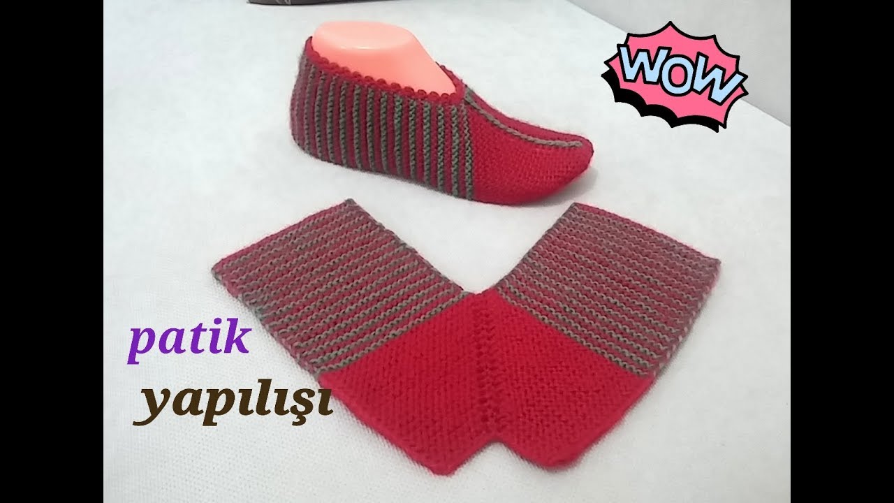 iki şiş ile kolay patik modeli /kolay bayan patik modeli /patik yapılışı