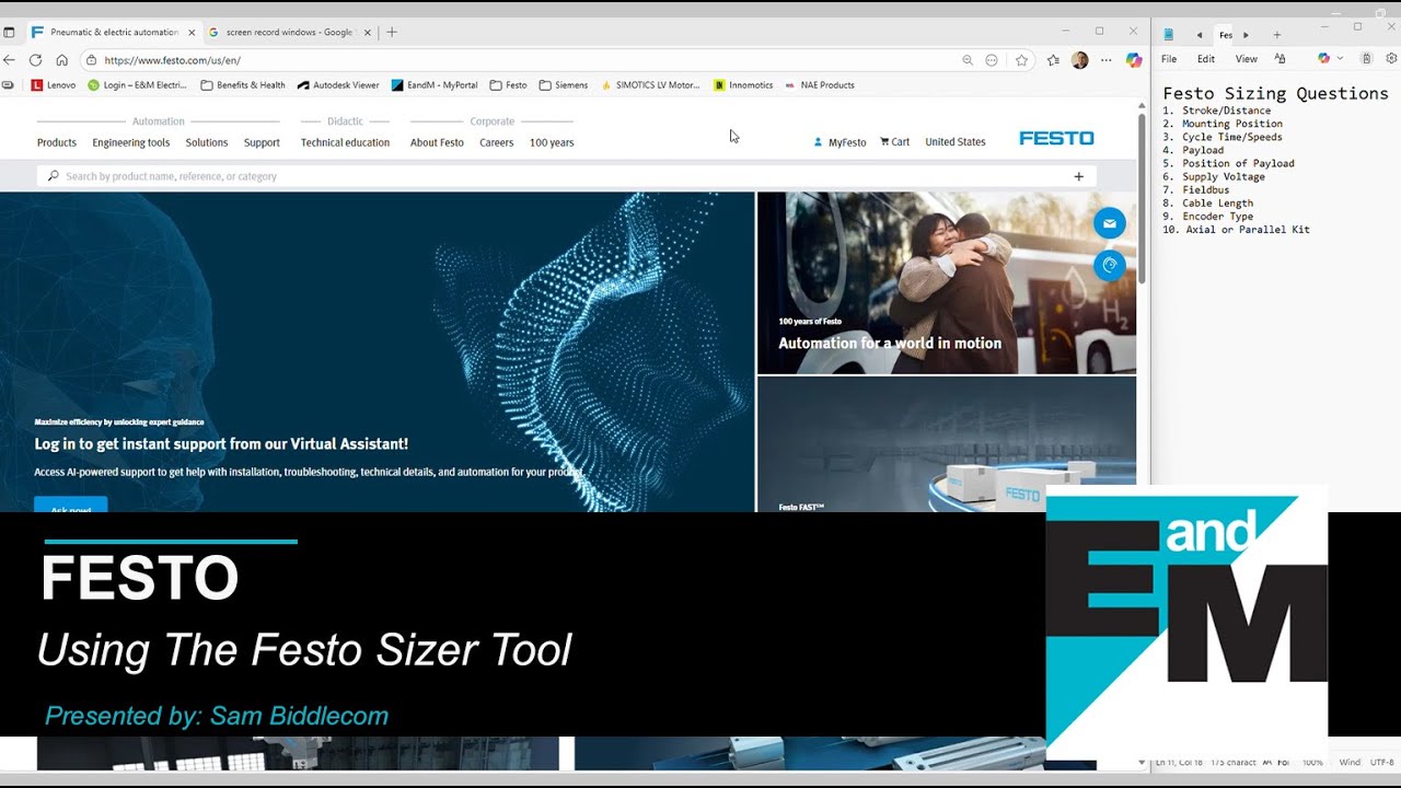 FESTO | Using The Festo Sizer Tool | EandM