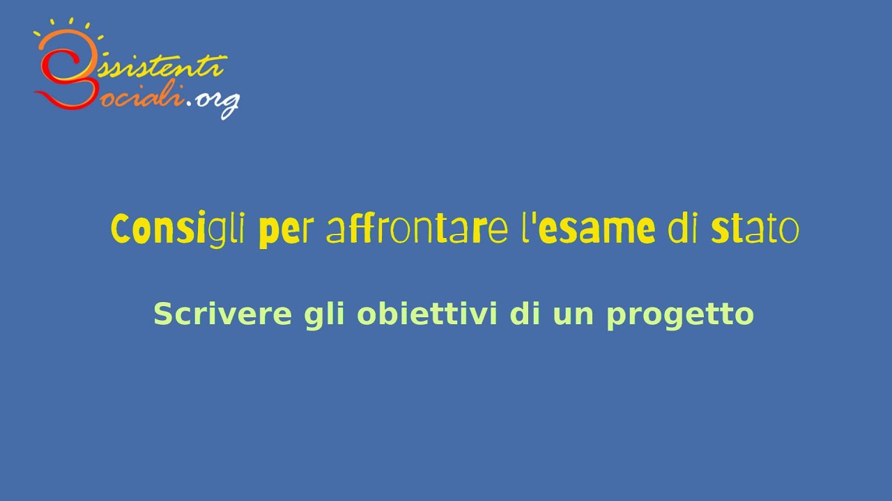 Scrivere gli obiettivi di un progetto