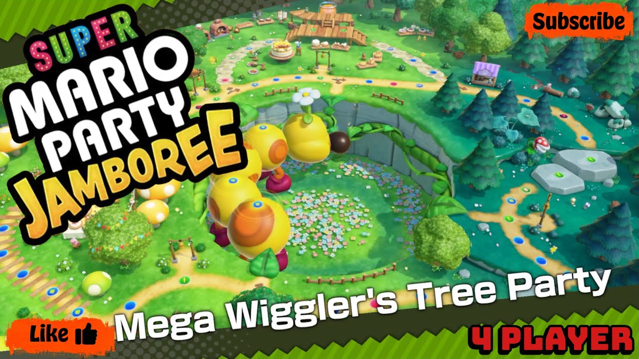 4 Player Wiggler's Tree Party  - Mario Party Jamboree.  No Commentary, Intros or Minigame Help.