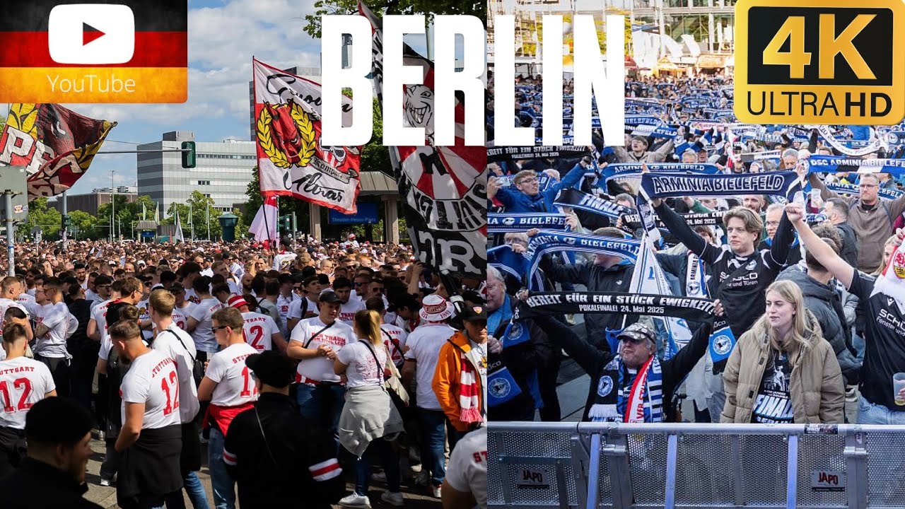 WHO MADES A BETTER ATMOSPHERE IN FINAL CUP IN BERLIN? VFB STUTTGART OR ARMINIA BIELEFELD FANS|