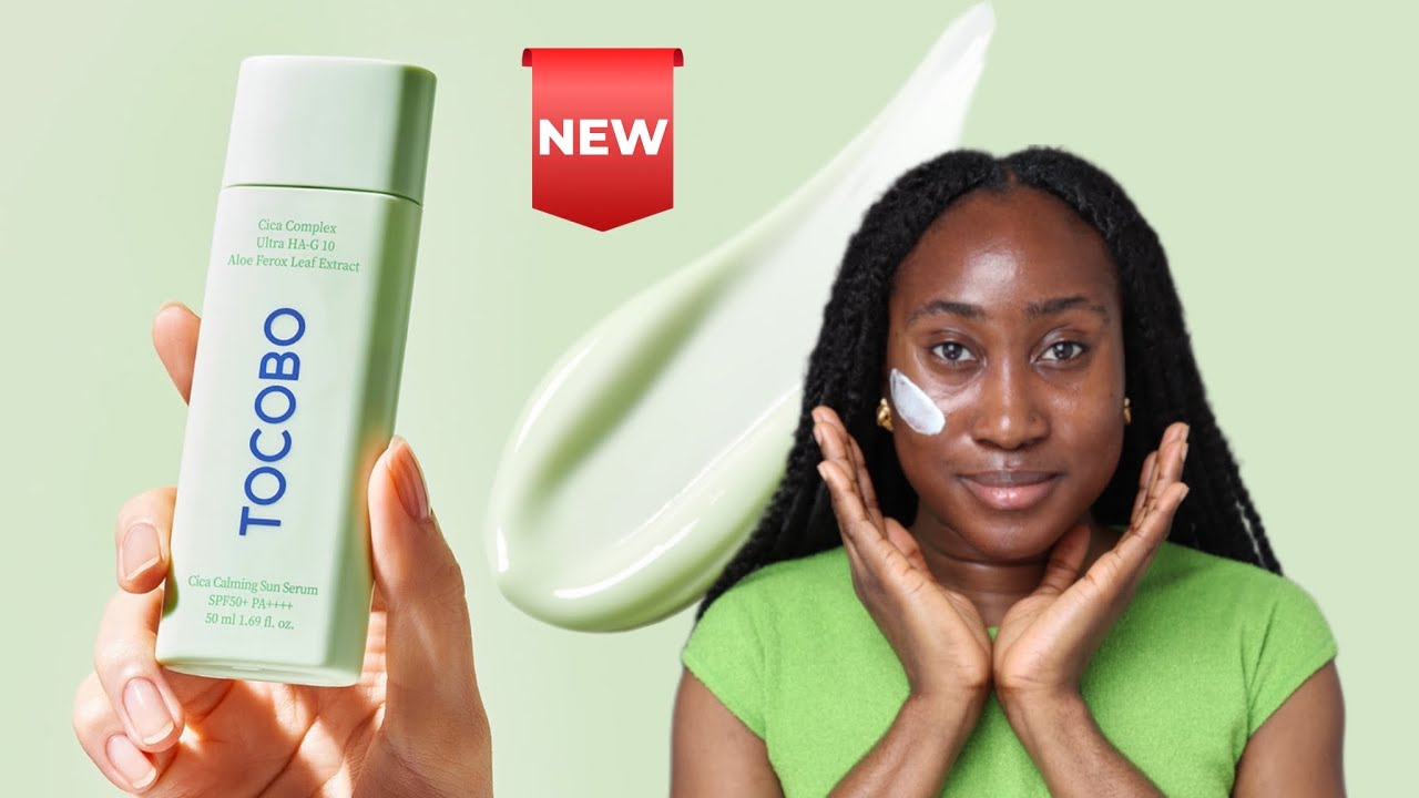 TOCOBO Cica Calming Sun Serum Review On Dark Skin | @TamunoAbbey