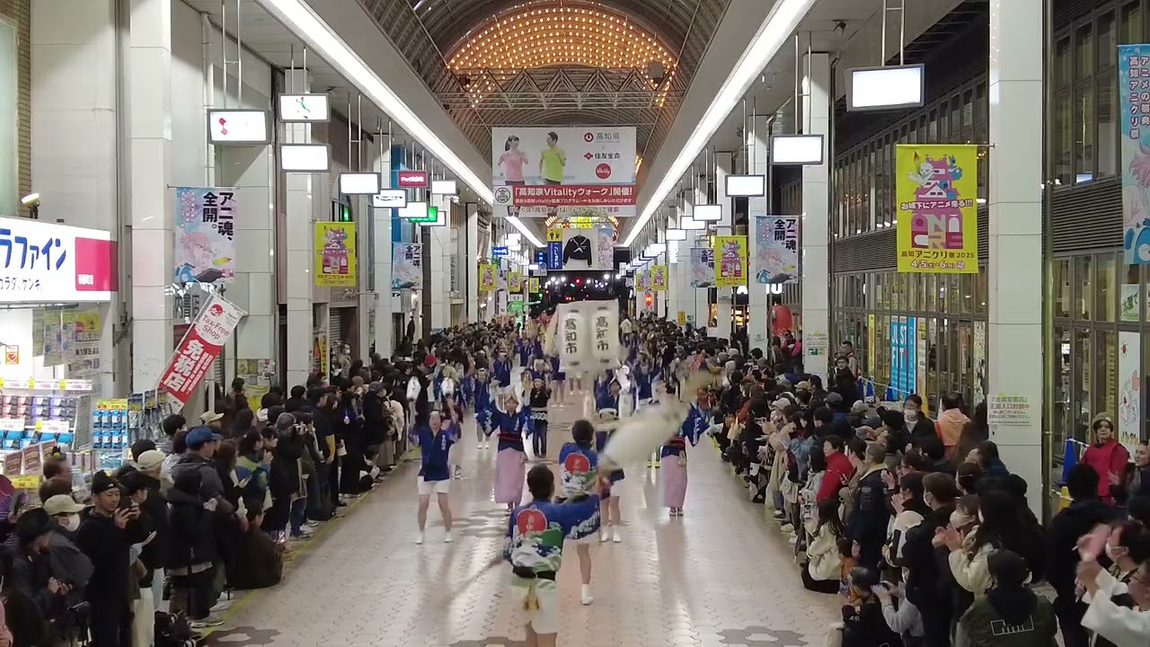 高知市役所踊り子隊　2025土佐の「おきゃく」よさこい春の舞 帯屋町筋