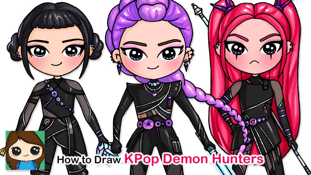 How to Draw Huntrix | Rumi, Mira, Zoey | KPop Demon Hunters
