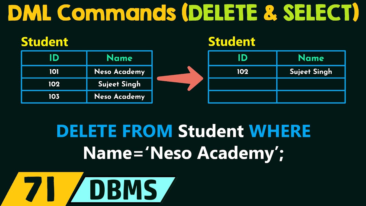 DML Commands - DELETE and SELECT