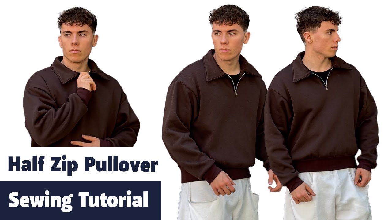 How to sew a Half Zip Pullover | Sewing tutorial for a half zip Sweatshirt
