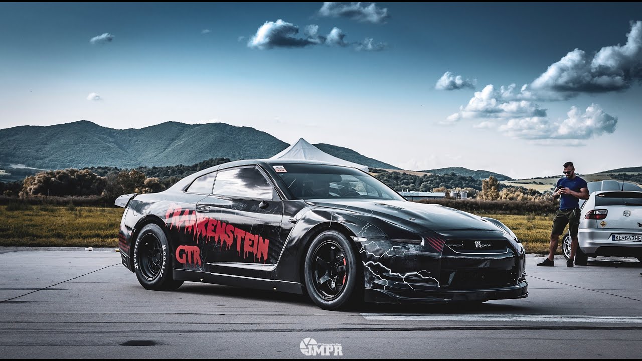 GTR Frankenstein nové akční video ze závodů v Trenčíně - 1km, 400m, slow motion, padák, 5 kamer