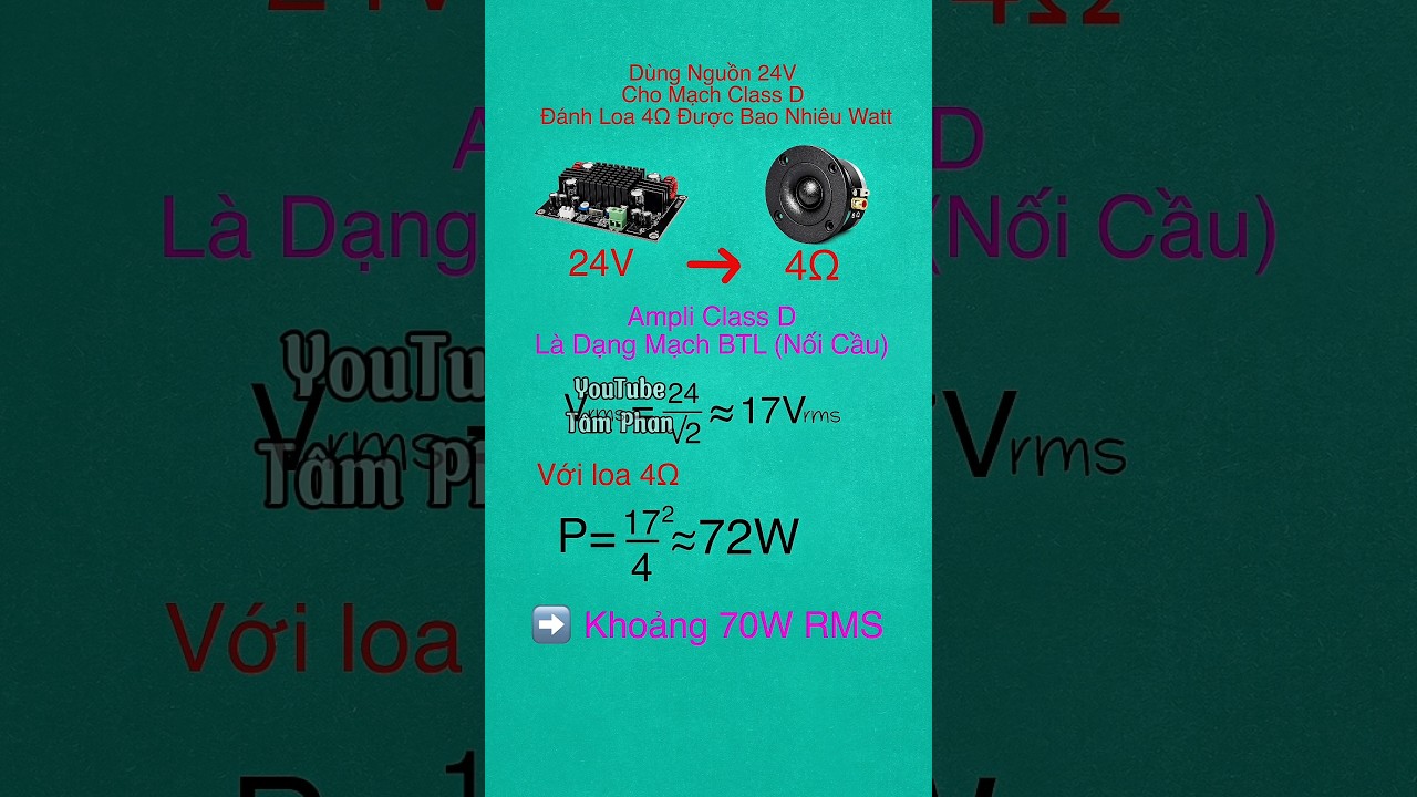 Calculating Power for a 4-Ohm Speaker at 24V #diyaudio #speakers #amplifier