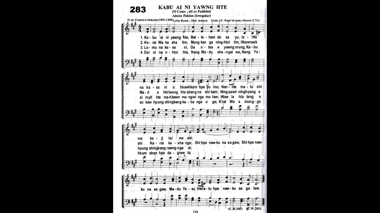 283 Kabu ai ni yawng hte (O Come, all ye Faithful)