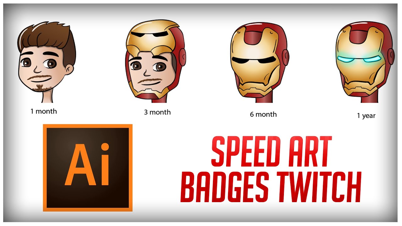 SPEED ART - BADGES TWITCH IRON MAN ( Adobe illustrator )