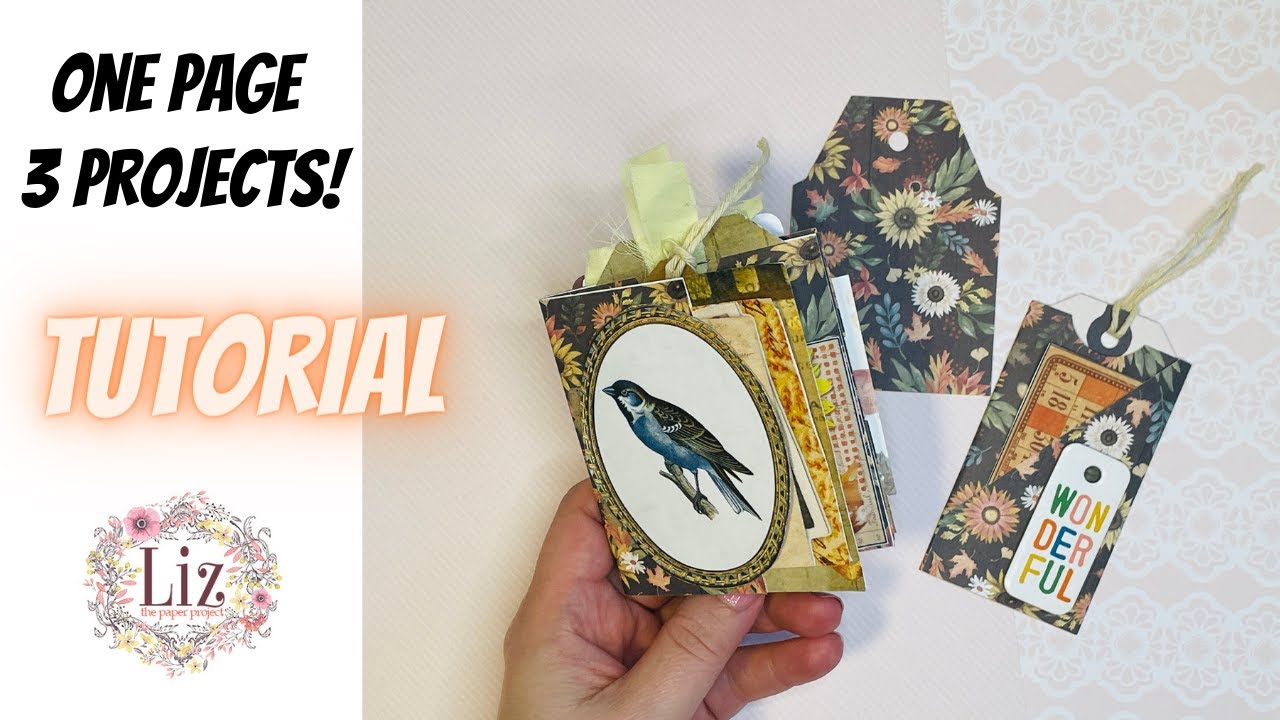 ONE 12x12 PAPER = 3 PIECE SET - TUTORIAL - MINI ALBUM /JOURNAL - ONE PAGE WONDER #papercrafts