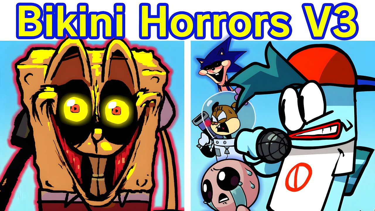 Friday Night Funkin' - Bikini Horrors V3 | VS Spongebob Horror, Sonic.EXE and More (FNF)