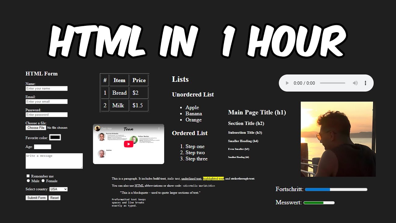 Learn HTML In 1 Hour (Full & Free Course)