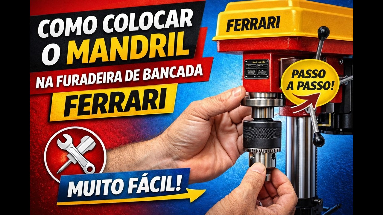 Como Colocar o Mandril na Furadeira de Bancada Ferrari (PASSO A PASSO)