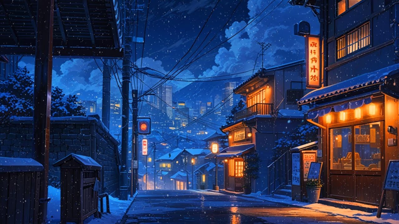 Chill Lofi Japan Night 🌙❄️ | Snowy Street Vibes & Relaxing Beats