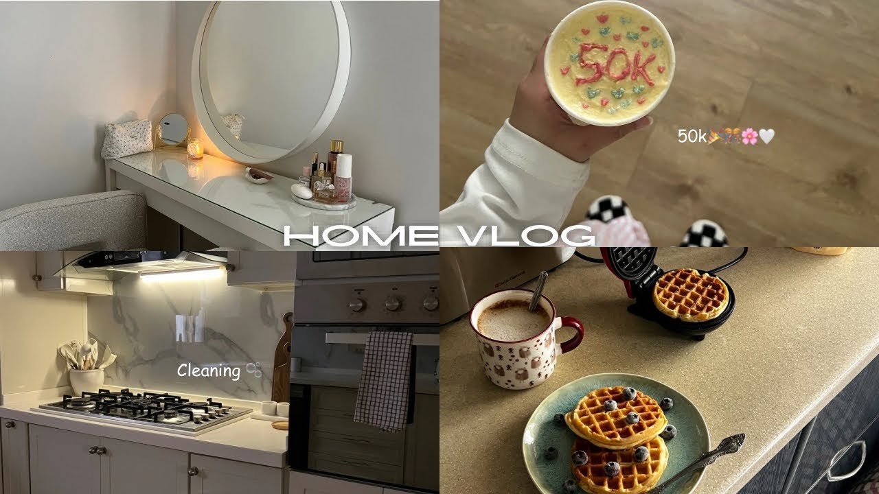 DAYS AT HOME VLOG | تنظيف المنزل, مفرش جديد🛏️,كيكة الـ50 الف المتواضعة