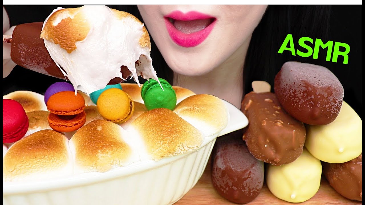 ASMR MAGNUM CHOCOLATE ICE CREAM + SMORES DIP 매그넘 초콜릿 아이스크림 + 스모어딥 먹방 EATING SOUNDS MUKBANG