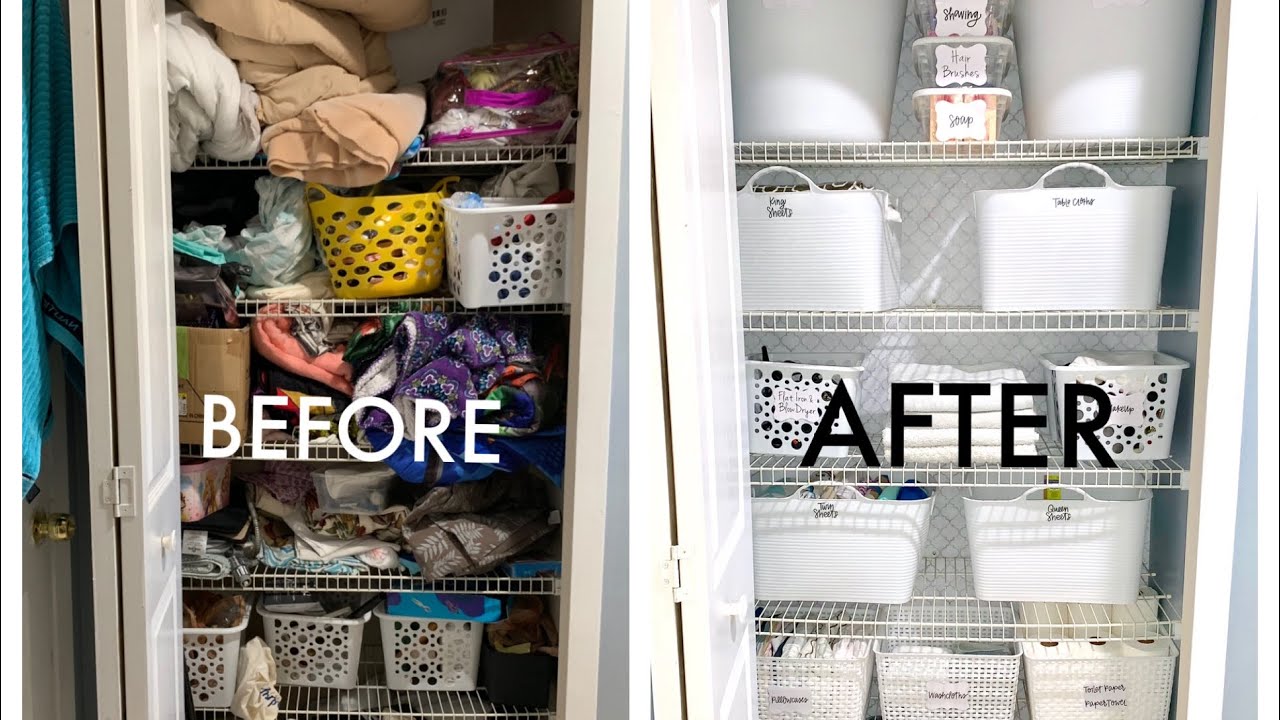 SUPER Linen closet Makeover & Organization