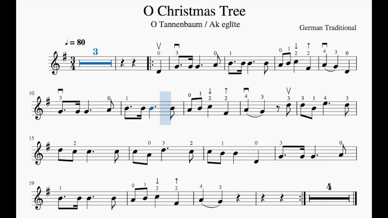 O Christmas Tree / O Tannenbaum. Easy Violin Backing Track. Christmas Play Along.