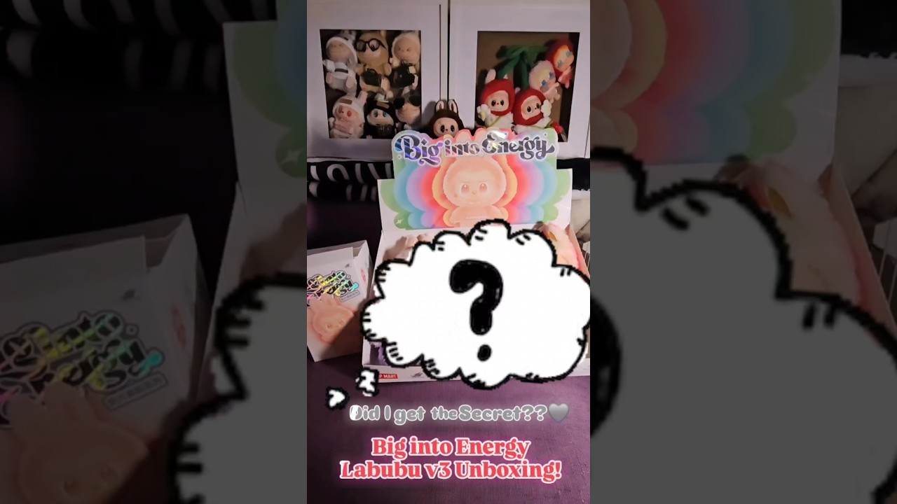 BIG INTO ENERGY LABUBU V3 FULL SET UNBOXING! DID I GET THE SECRET??🩶🩷🧡💛💚💙💜 #bigintoenergy #thesecret