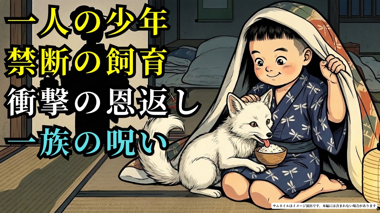 一人の少年が家で密かに子狐を飼っていた。狐の恩返しの日、彼の一族を縛り付けていた呪いが解かれた  (AIフィクション) | 野談 | 伝説 | 昔話 | 説話 | 民話