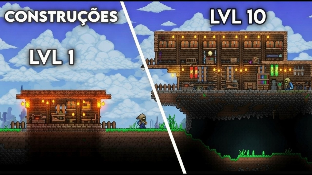Construções Básicas para Início de Mapa no Terraria - (Construção no Terraria