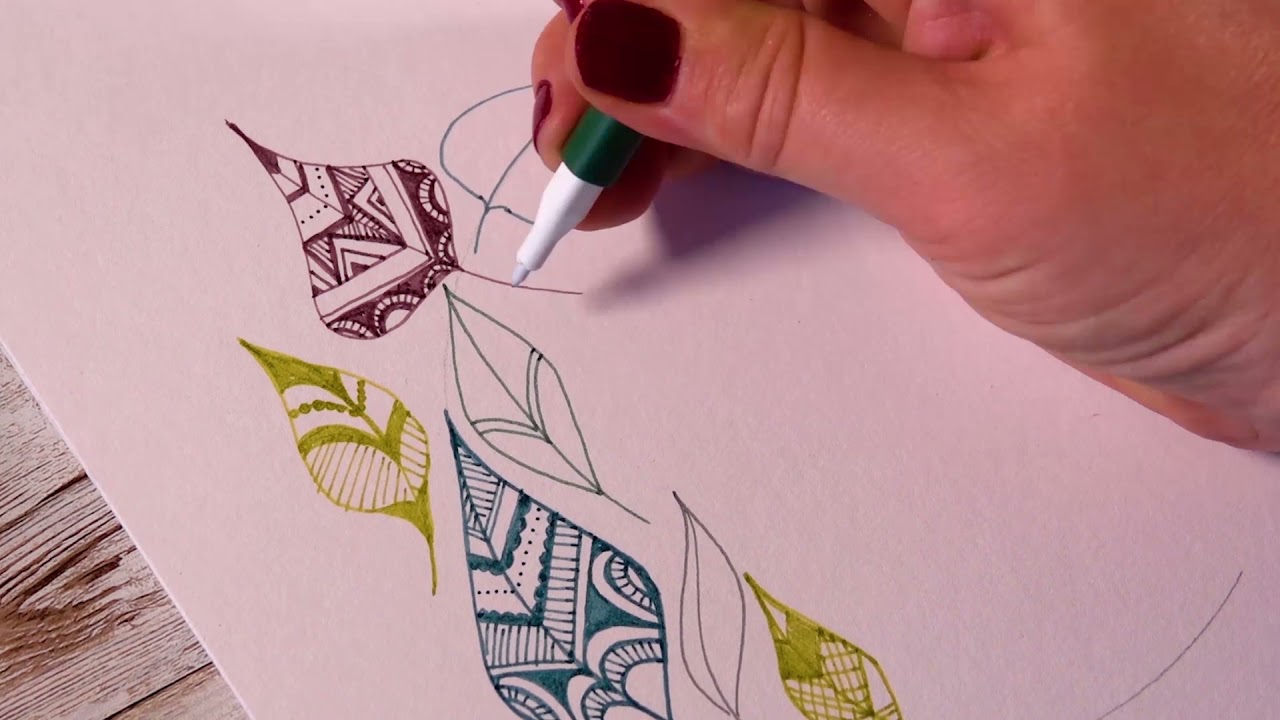 Create simple leaf designs with EMOTT fine line pens