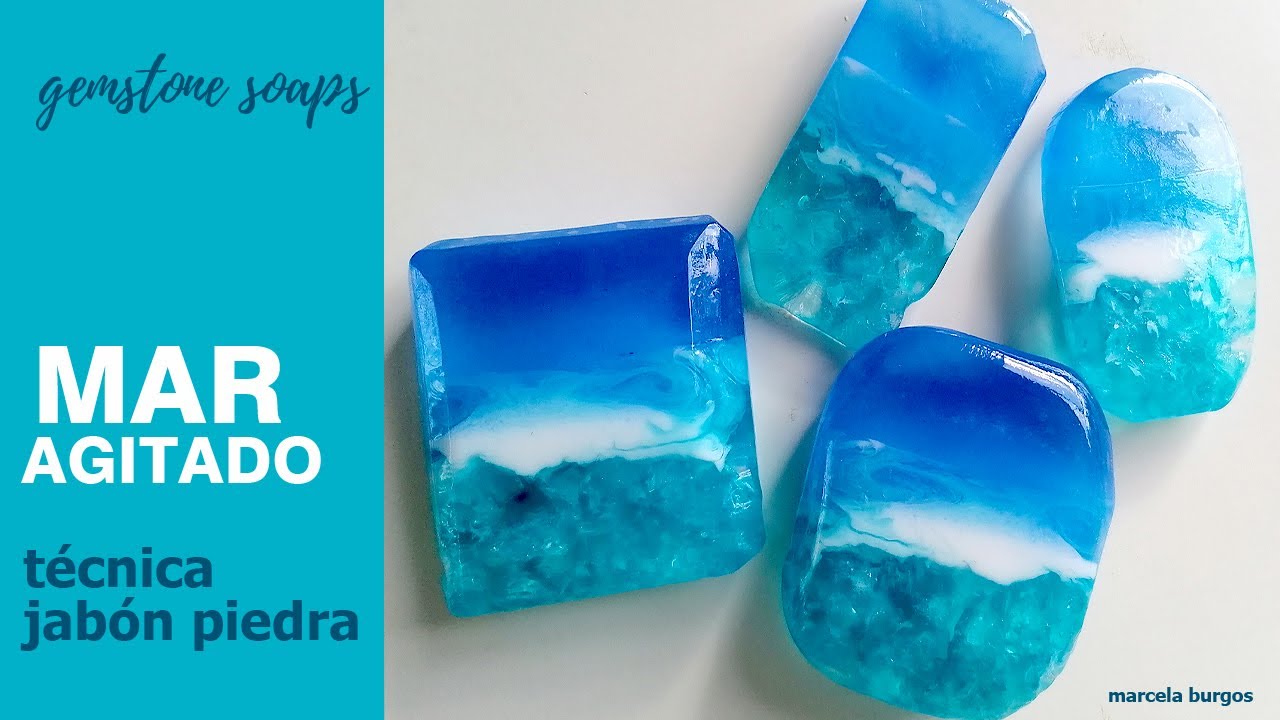 DIY Gemstone soap technique - mar agitado jabón piedra