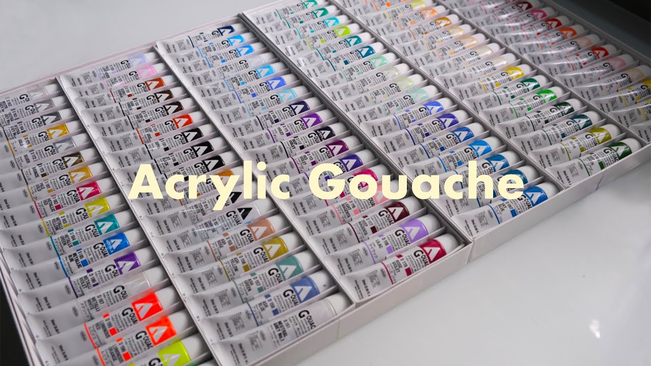 Holbein Acrylic Gouache 102 colors set 🎨 (unboxing + swatching)