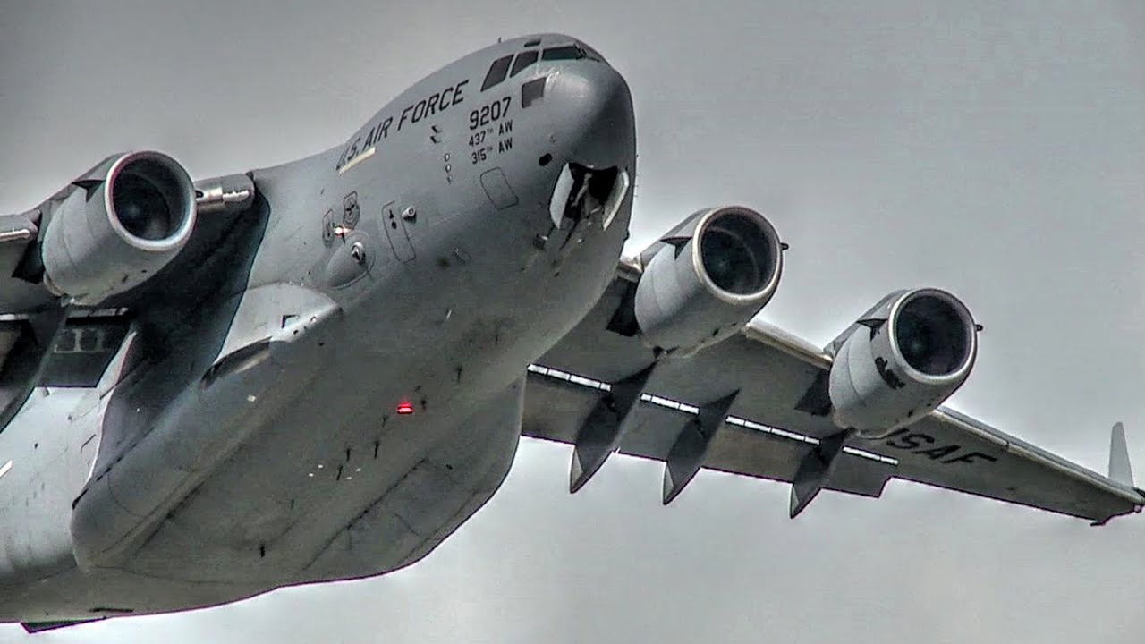 C-130 And C-17 Takeoff From Italy