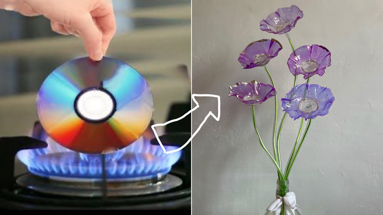 DIY DVD/CD flowers making | Easy room decor ideas
