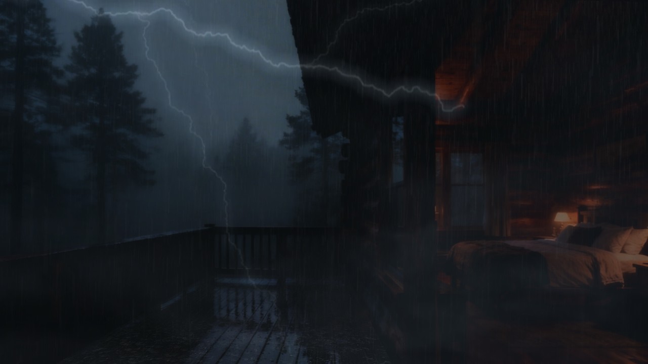 Deep Sleep in a Rainy Cabin 🌧 Heavy Rain & Soft Thunder Sounds for Relaxation