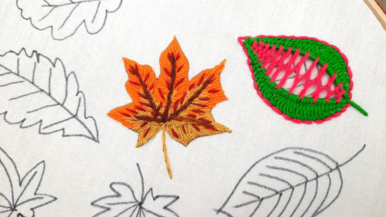 Hand Embroidery 2 Beautiful Leaf Stitch For Beginner