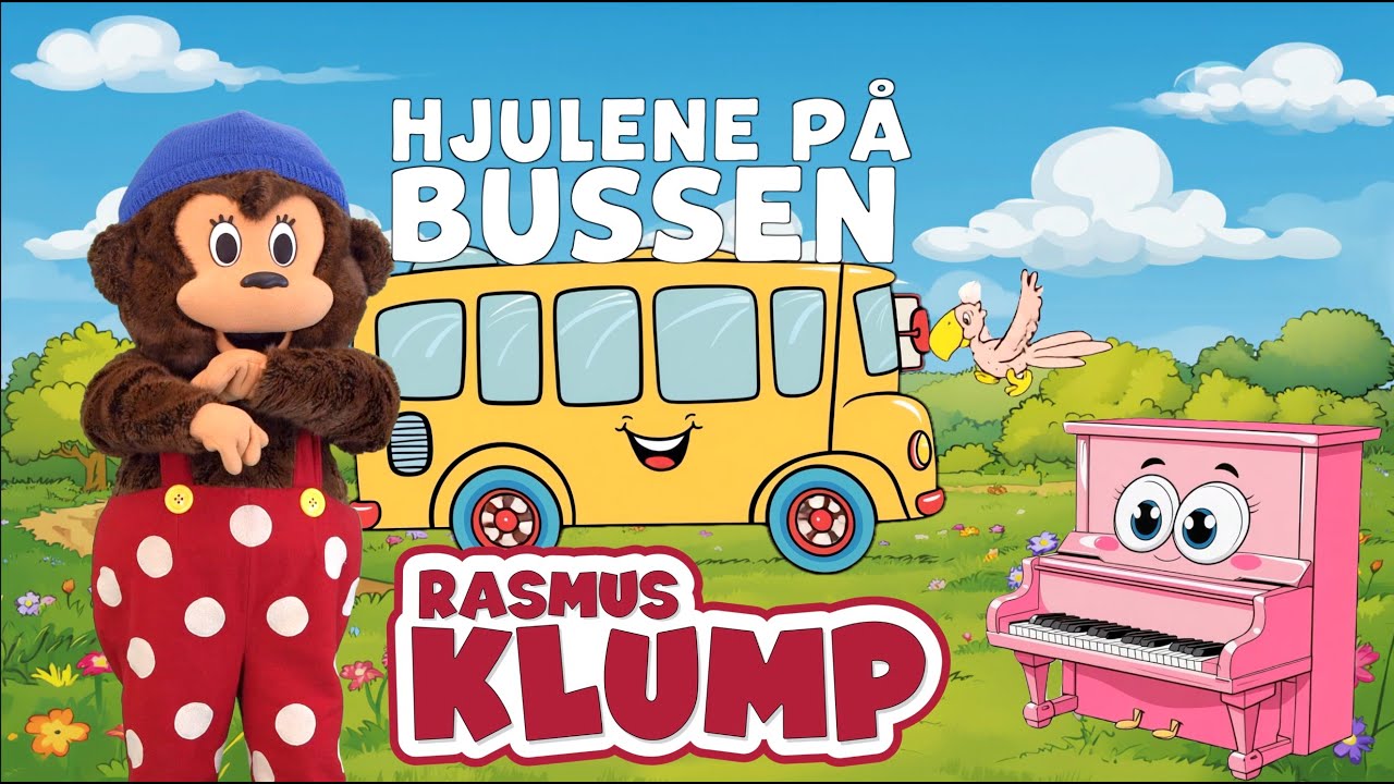 Hjulene på bussen | Klassisk børnesang med fagter | Rasmus Klump