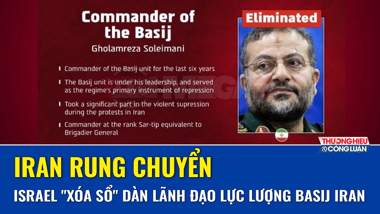Israel xác nhận hạ sát Tư lệnh Lực lượng Basij của Iran và loạt quan chức cấp cao
