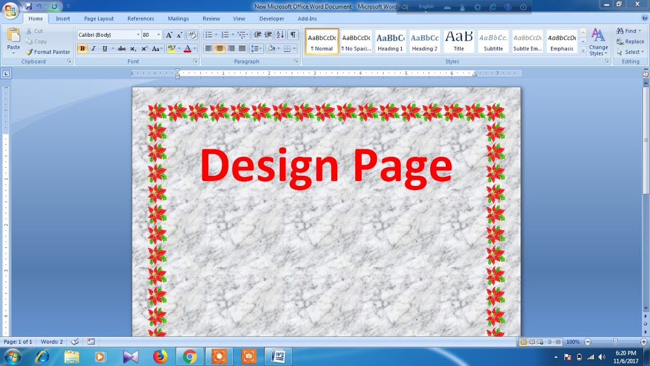 How to design page in Microsoft Word