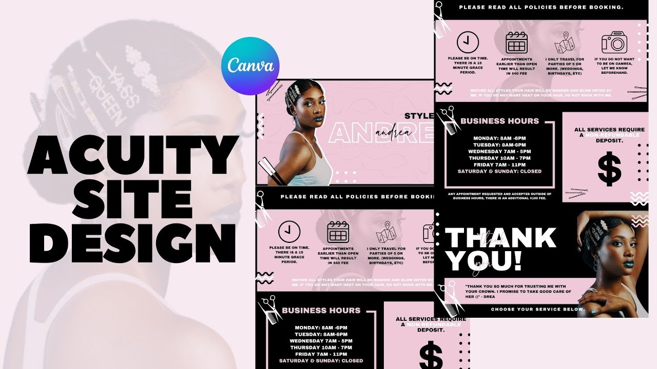 Учебное пособие по самостоятельному дизайну сайта Acuity в Canva