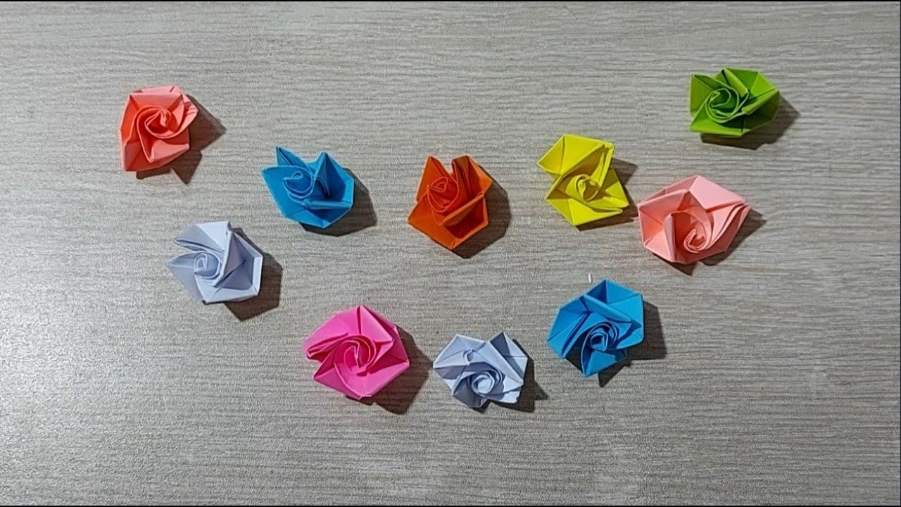 Hướng dẫn chi tiết gấp Những Đóa Hoa Hồng nhiều màu sắc và tạo hình Mặt Trăng lưỡi liềm nổi bật