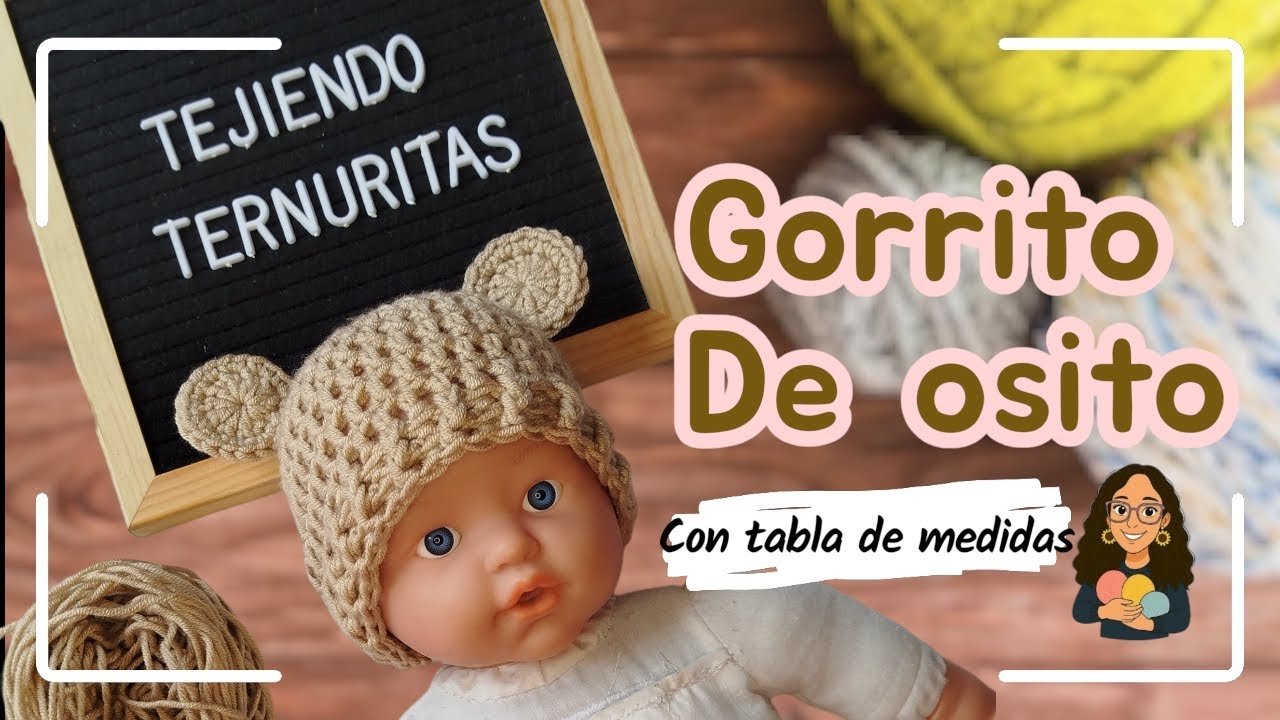 GORRITO DE OSITO A CROCHET 🐻 | Tutorial paso a paso con TABLA DE MEDIDAS