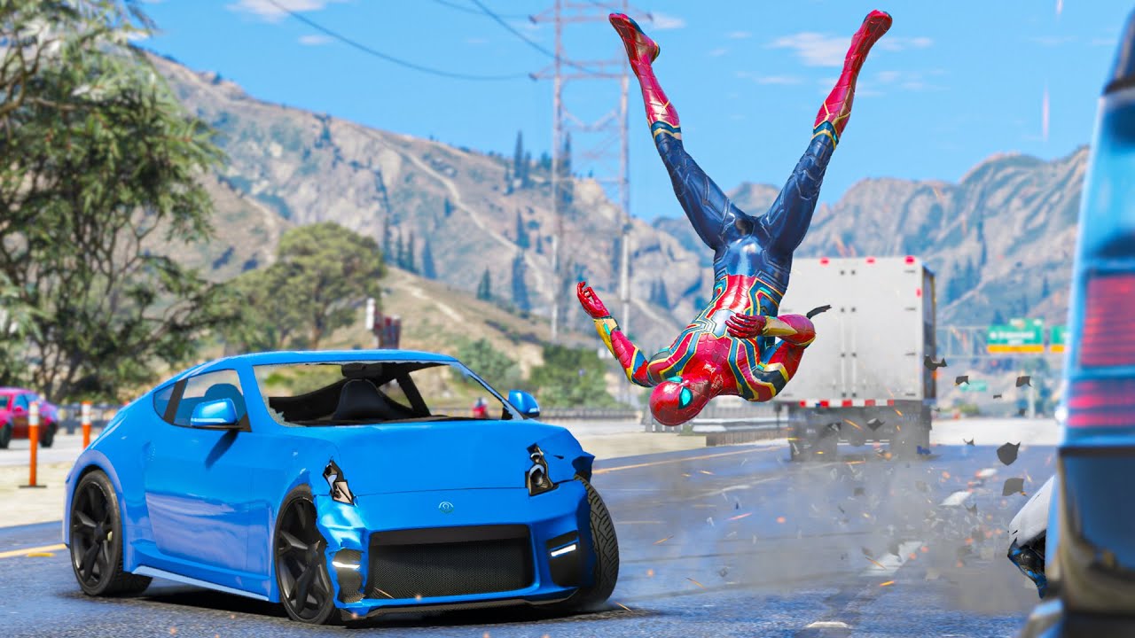 GTA 5 Iron Spiderman Car Crashes - Spider-Man Ragdolls (Long Video 40)