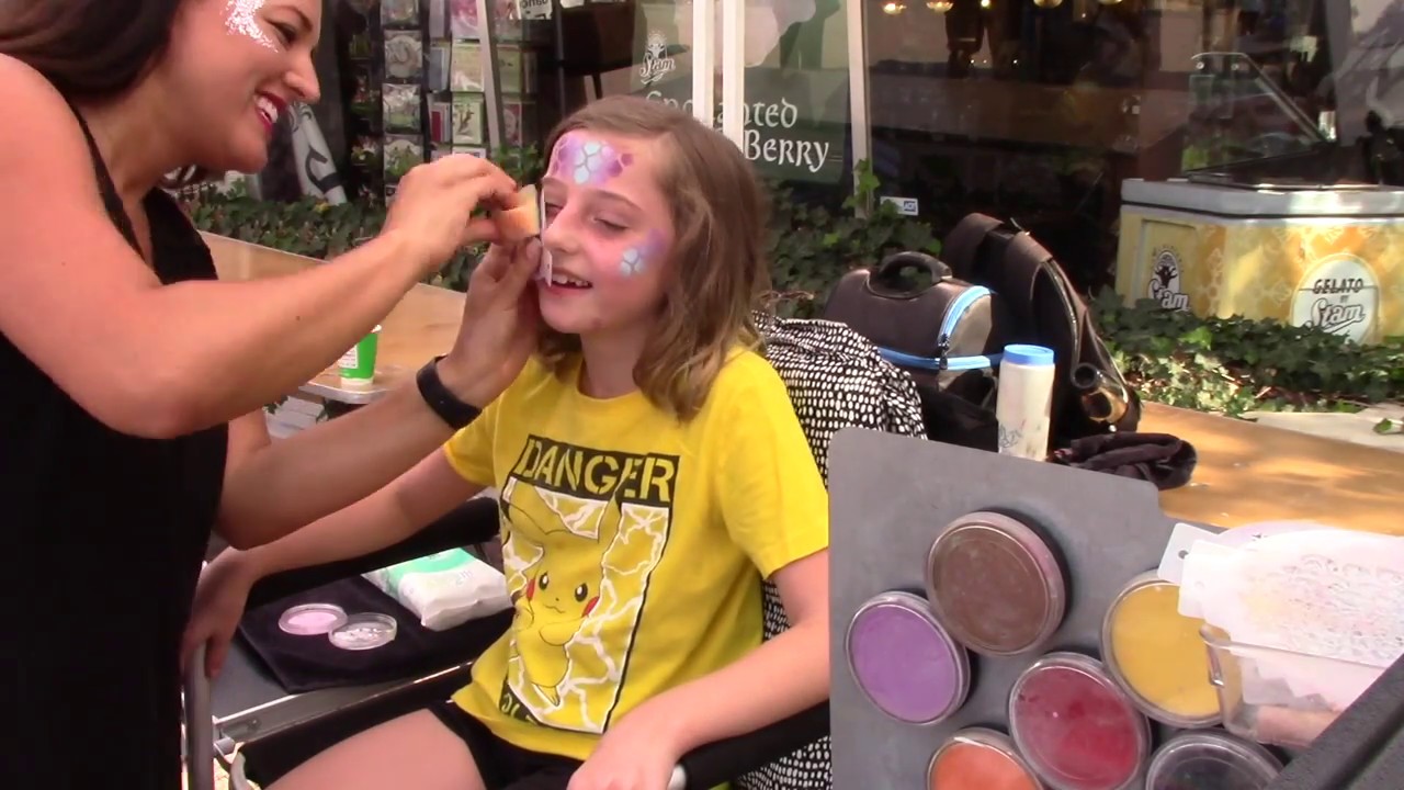 On the job Face Painting Video ~ Time lapse of 2 hours painting on the job at a high volume event