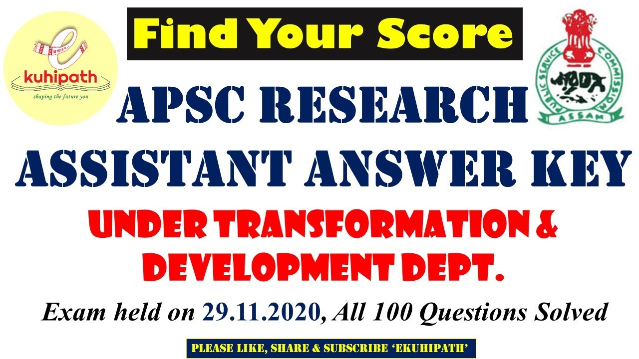 Research Assistant Answer Key | 29.11.2020 | All 100 Questions Solved | Transformation & Development